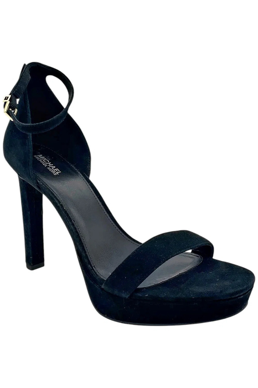 Michael Kors Women's Margot Metallic Platform Sandal Black Suede - Medium